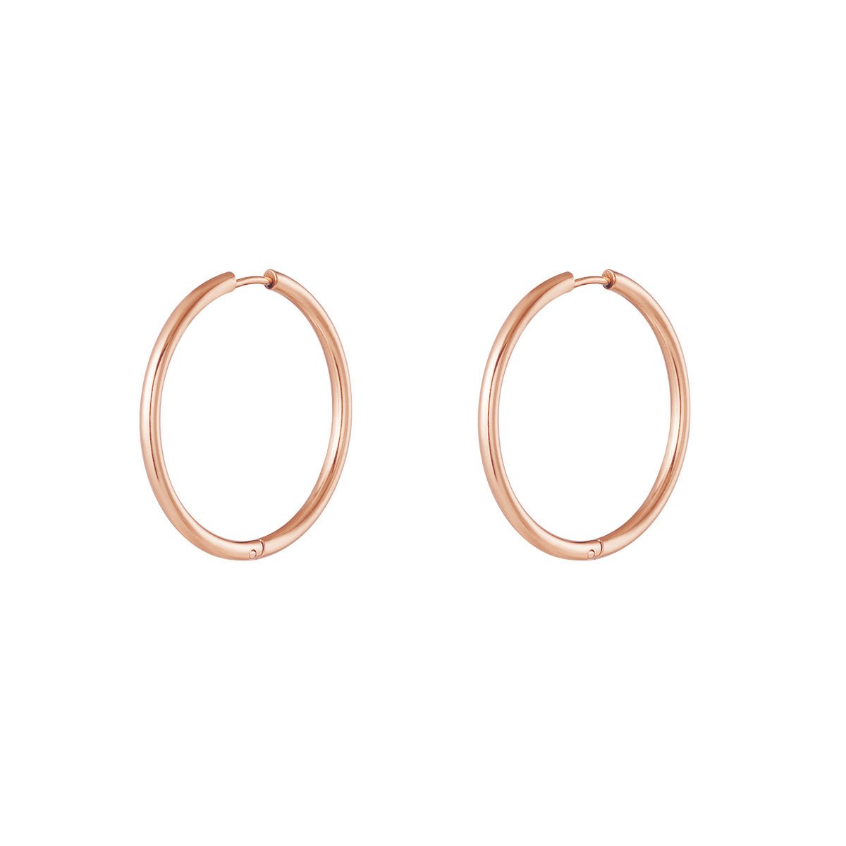 lepelou - leder - Creolen 35mm rosegold - LPSODCROS35