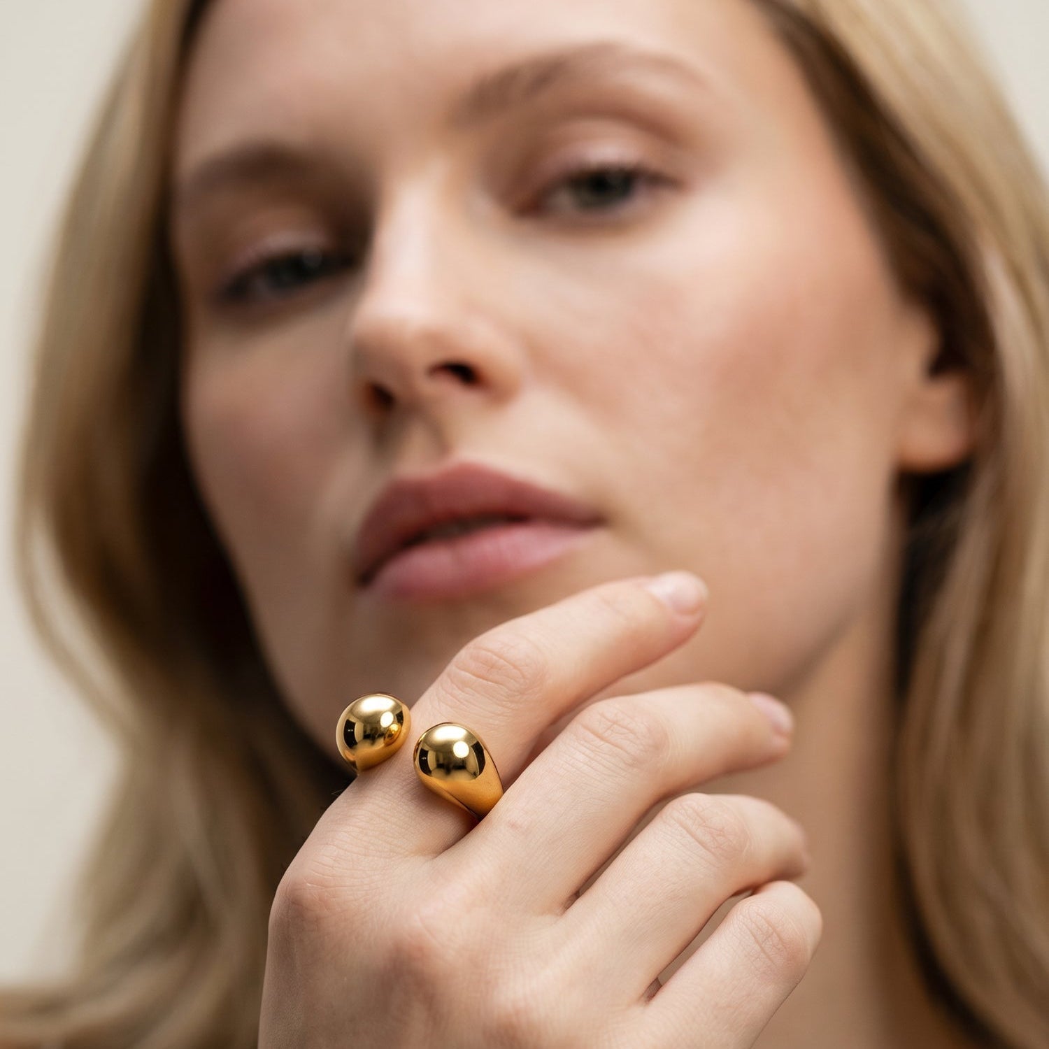 lepelou - leder - Drop Ring gold - LPSRDROPGOL