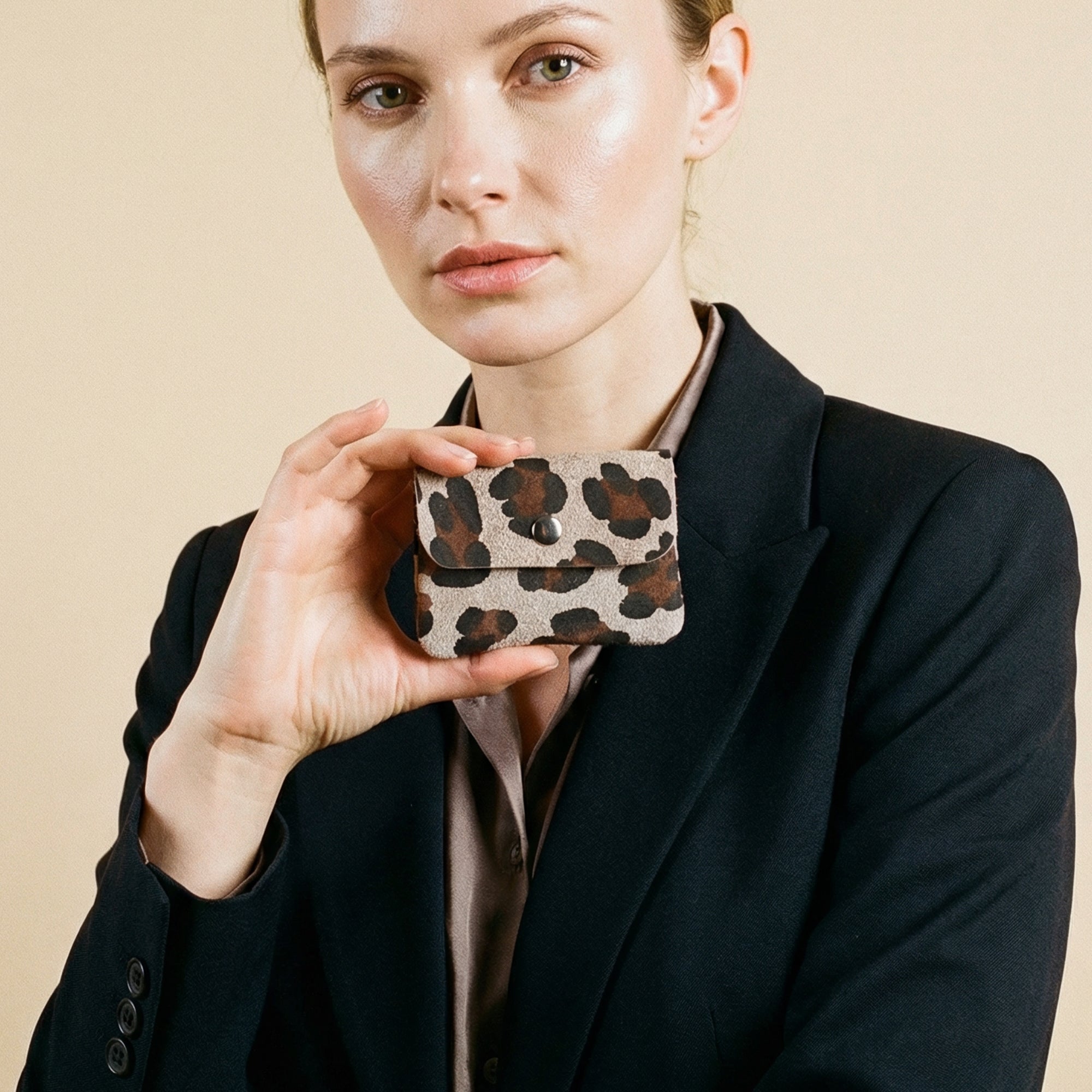 lepelou - leder - ELISA – Wildleder Geldbörse LEO beige - LPPELIBEI+ANIMAL