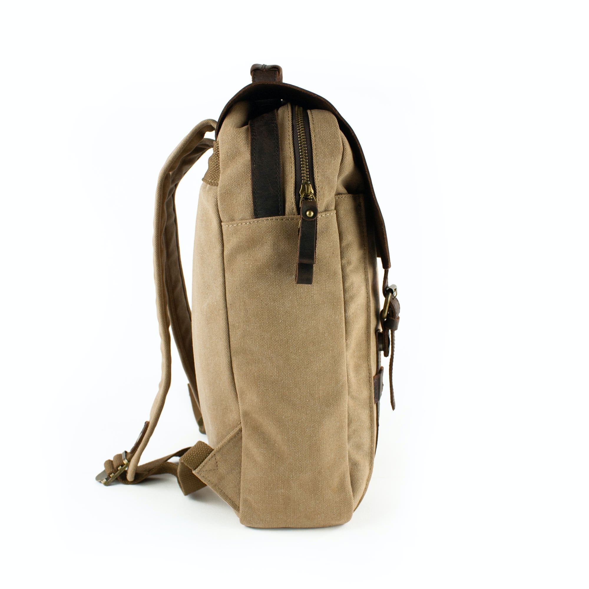 lepelou - leder - FELIX – Canvas &amp; Leder Rucksack beige - LPRCANBEI