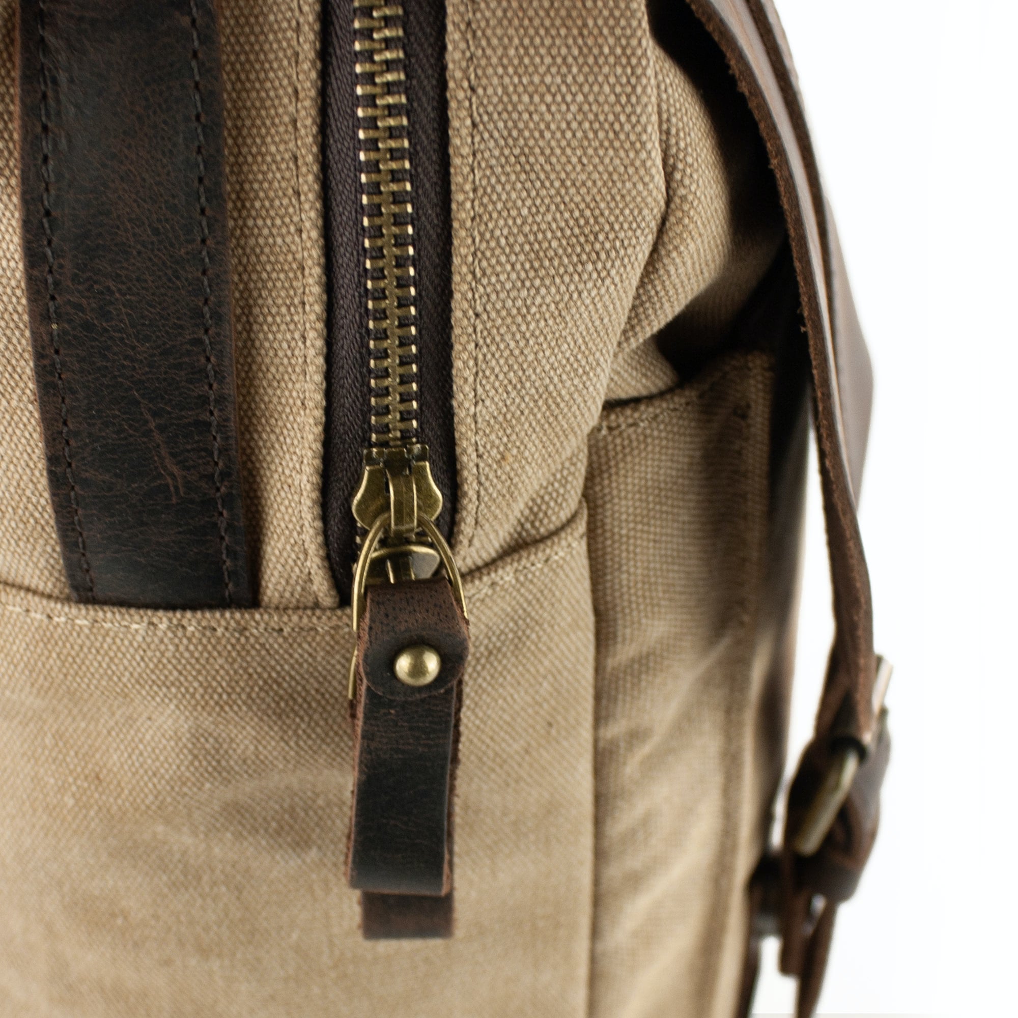 lepelou - leder - FELIX – Canvas &amp; Leder Rucksack beige - LPRCANBEI