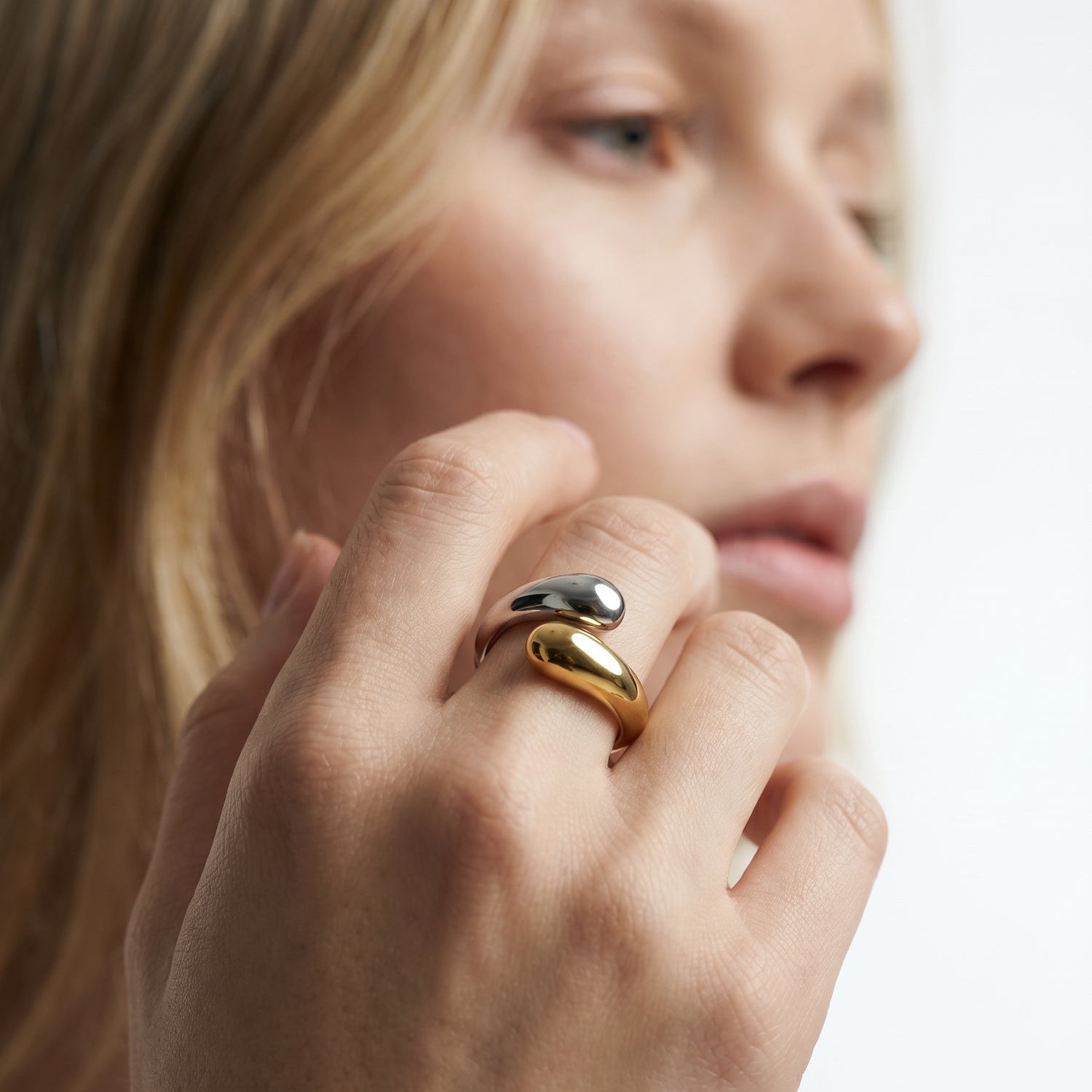 lepelou - leder - Flow Ring gold+silber - LPSRFLOWBI