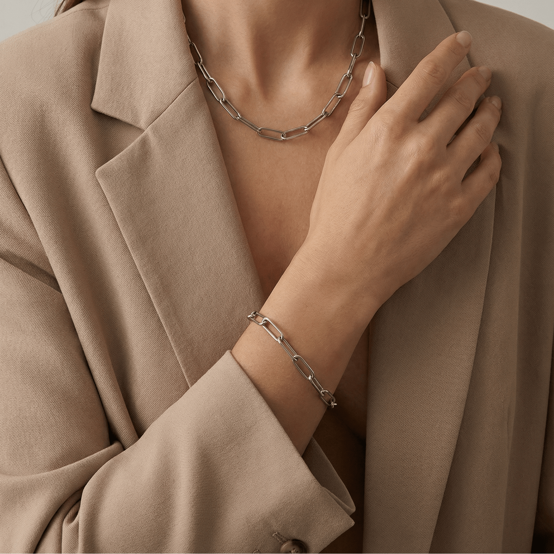 lepelou - leder - Glieder Armband silber - LPSAGLISIL