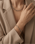 lepelou - leder - Glieder Armband silber - LPSAGLISIL