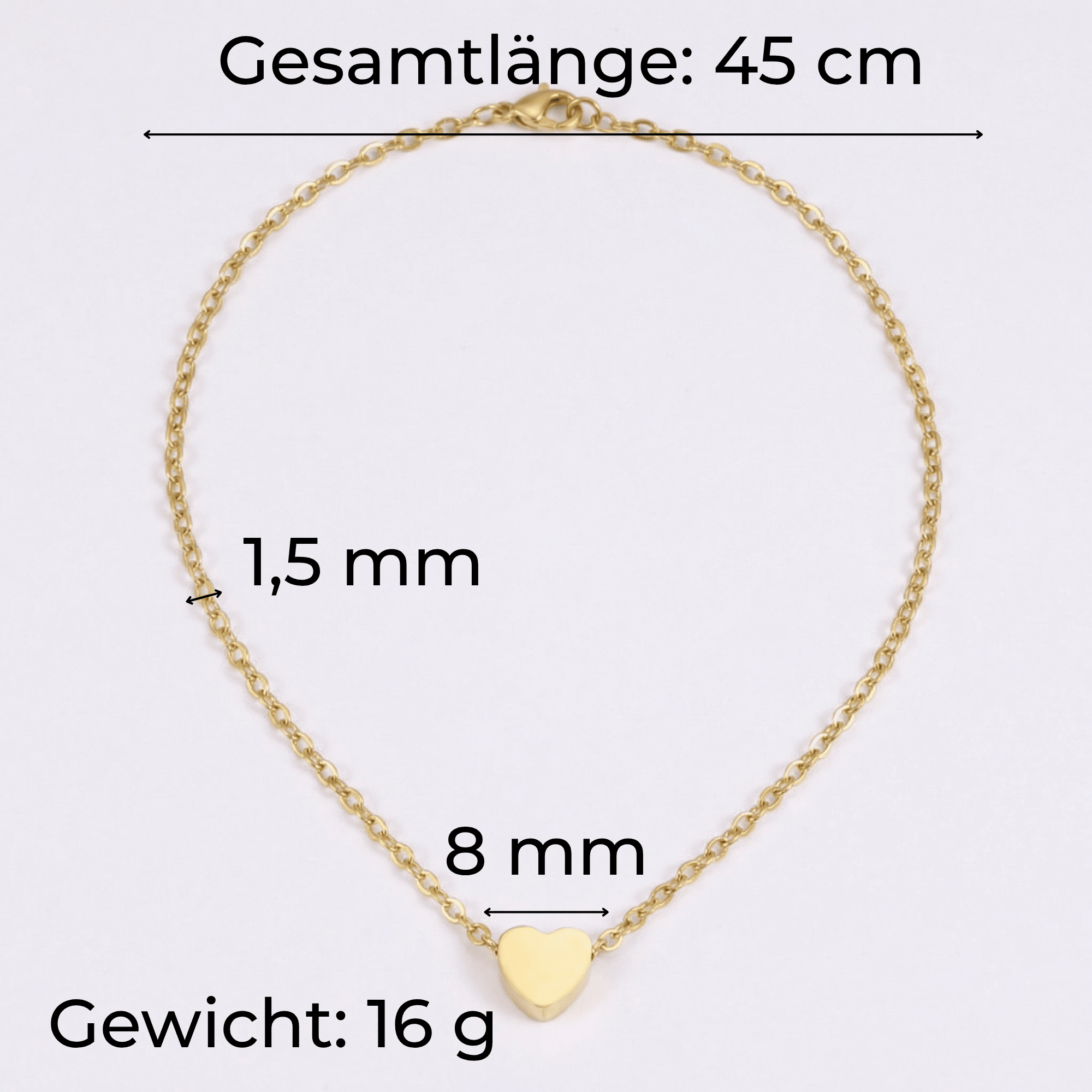 lepelou - leder - Halskette mit Herzchen - Anhänger gold - LPSHHERGOL