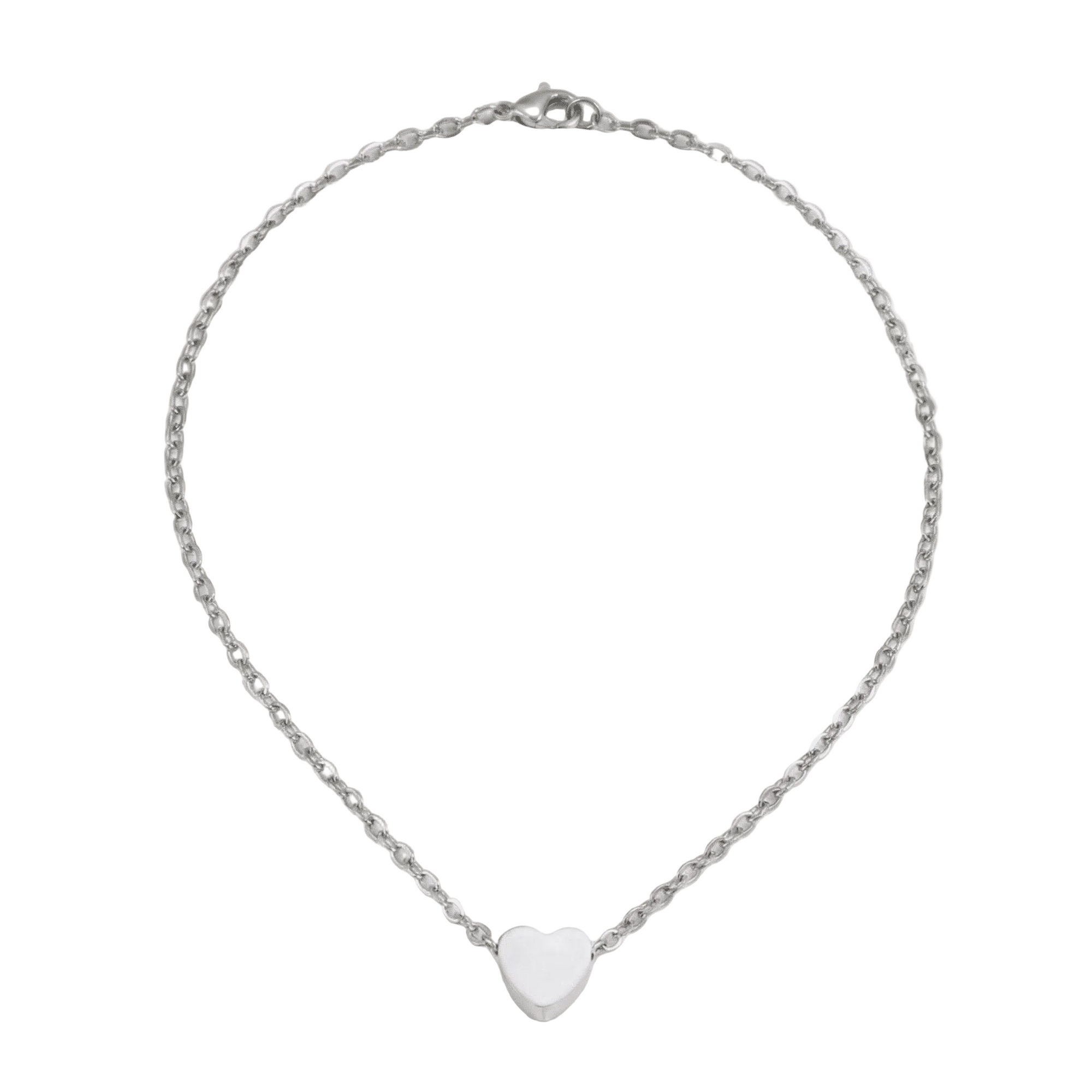 lepelou - leder - Halskette mit Herzchen - Anhänger silber - LPSHHERSIL