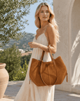 lepelou-leder-Handtaschen-Wildleder Handtasche TARA cognac -