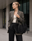 lepelou-leder-Handtaschen-Wildleder Handtasche TARA schwarz -LPHTARSCH