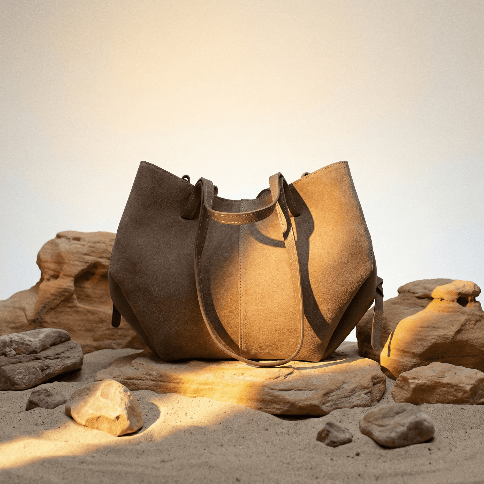 lepelou - leder - Handtaschen - Wildleder Handtasche TARA taupe - LPHTARTAU