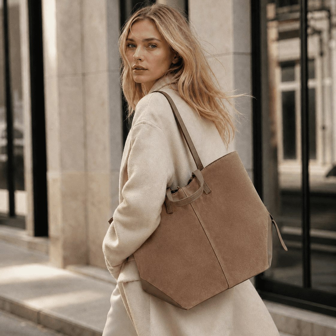 lepelou - leder - Handtaschen - Wildleder Handtasche TARA taupe - LPHTARTAU