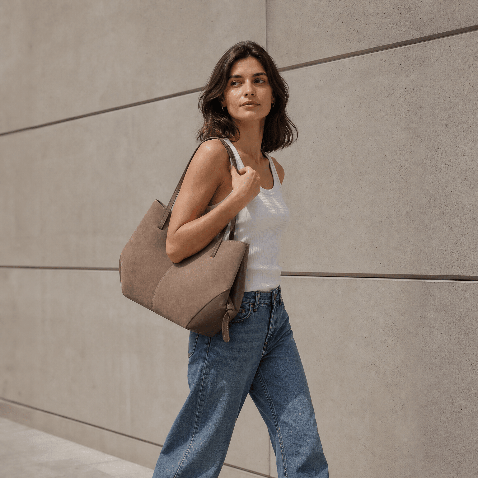 lepelou-leder-Handtaschen-Wildleder Handtasche TARA taupe -LPHTARTAU