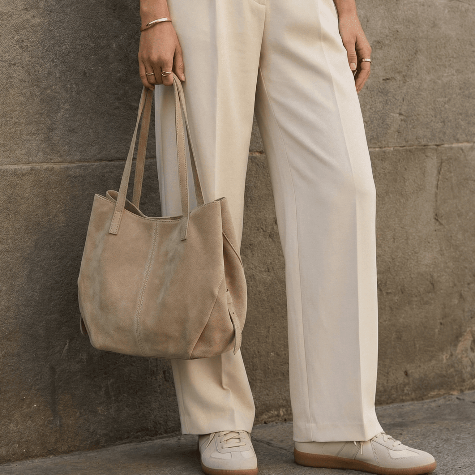 lepelou-leder-Handtaschen-Wildleder Handtasche TESSA beige -LPHTESBEI