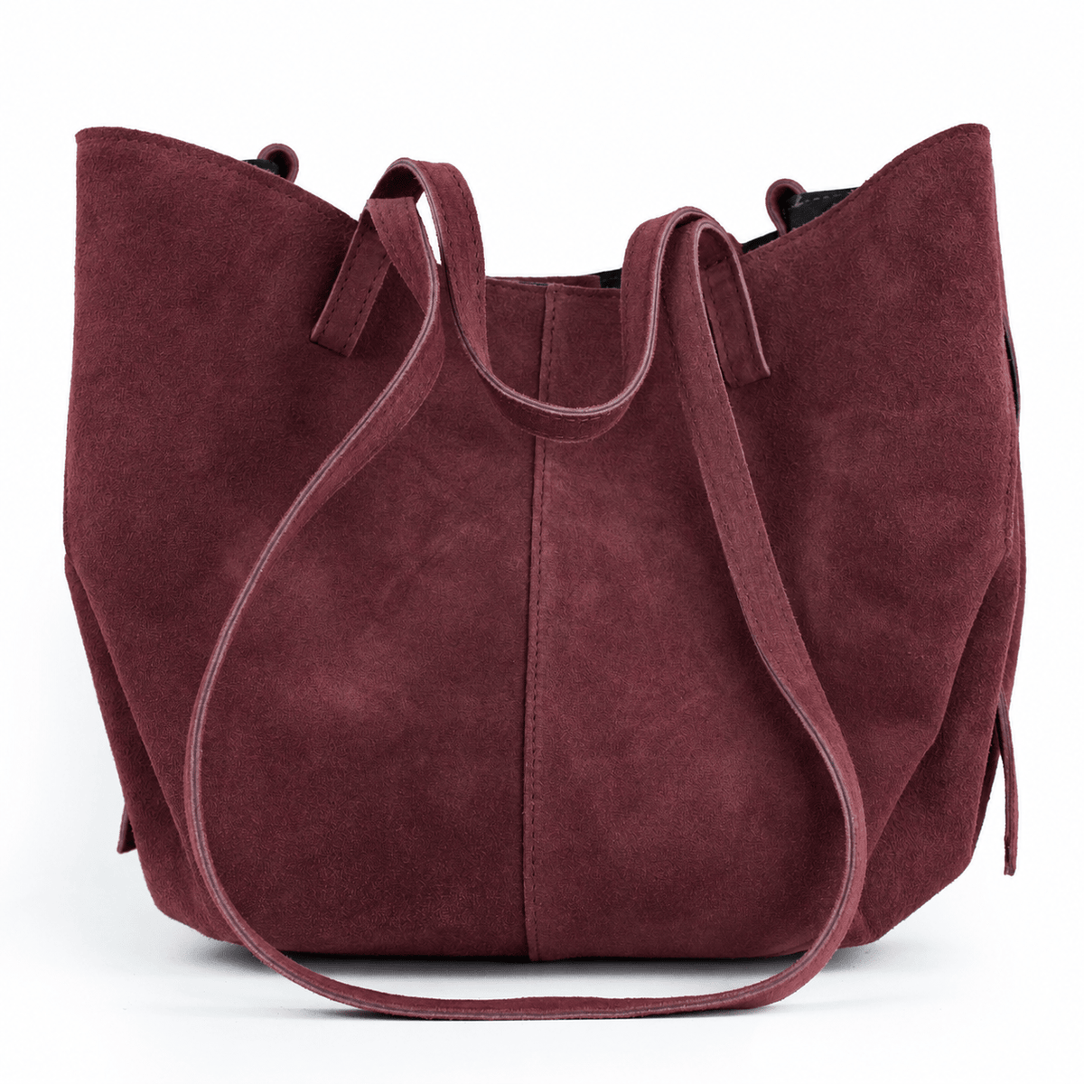lepelou-leder-Handtaschen-Wildleder Handtasche TESSA bordeaux -