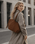 lepelou-leder-Handtaschen-Wildleder Handtasche TESSA cognac -LPHTESCOG