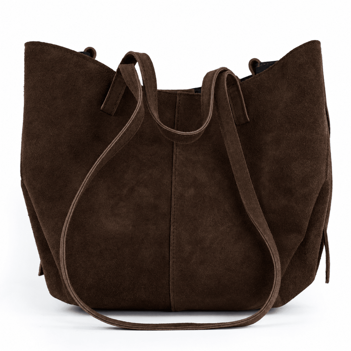 lepelou-leder-Handtaschen-Wildleder Handtasche TESSA dunkelbraun -