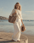 lepelou-leder-Handtaschen-Wildleder Handtasche TESSA taupe -LPHTESTAU