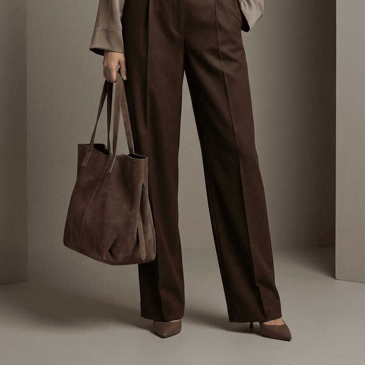 lepelou-leder-Handtaschen-Wildleder Handtasche TESSA taupe -LPHTESTAU