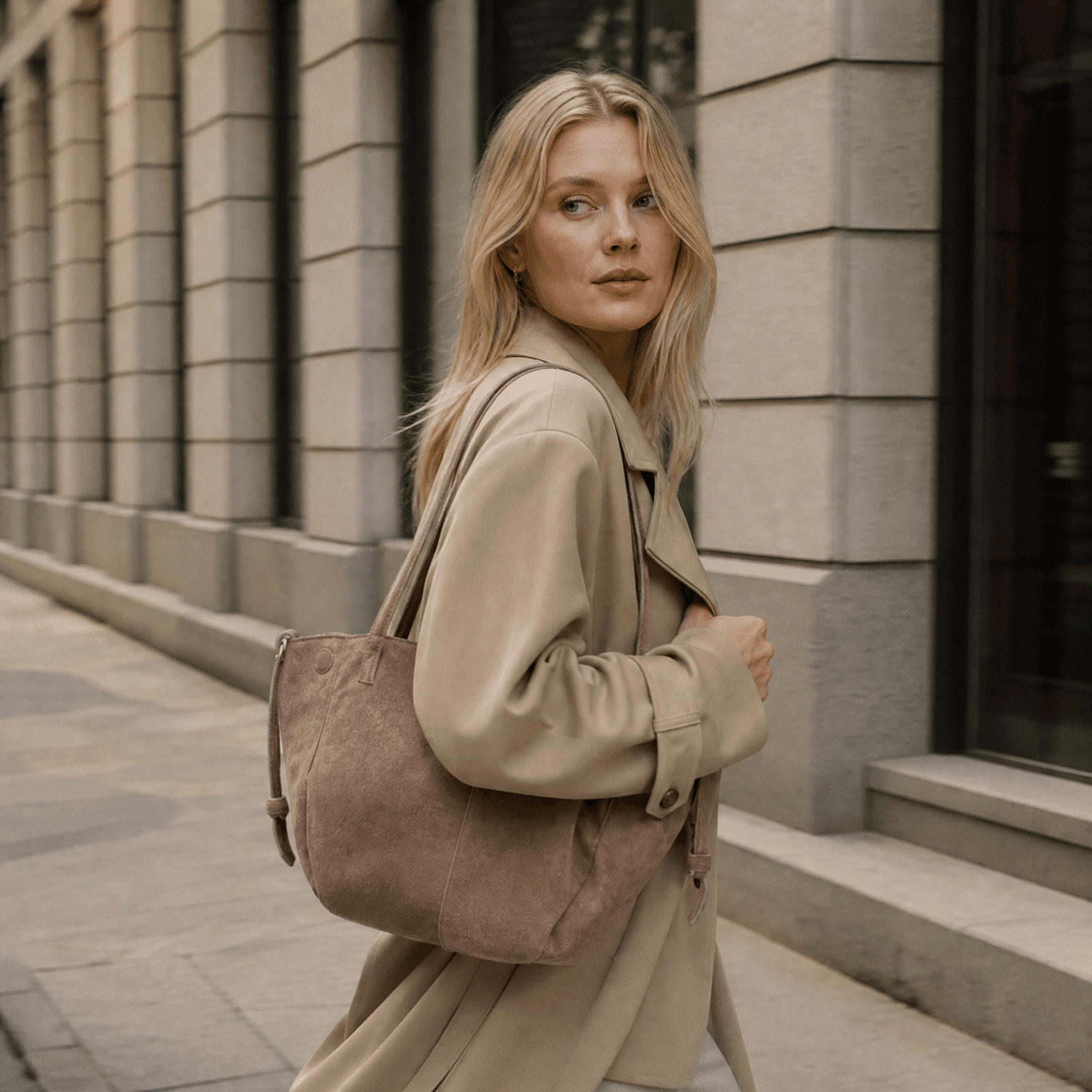 lepelou - leder - Handtaschen - Wildleder Handtasche TESSA taupe - LPHTESTAU