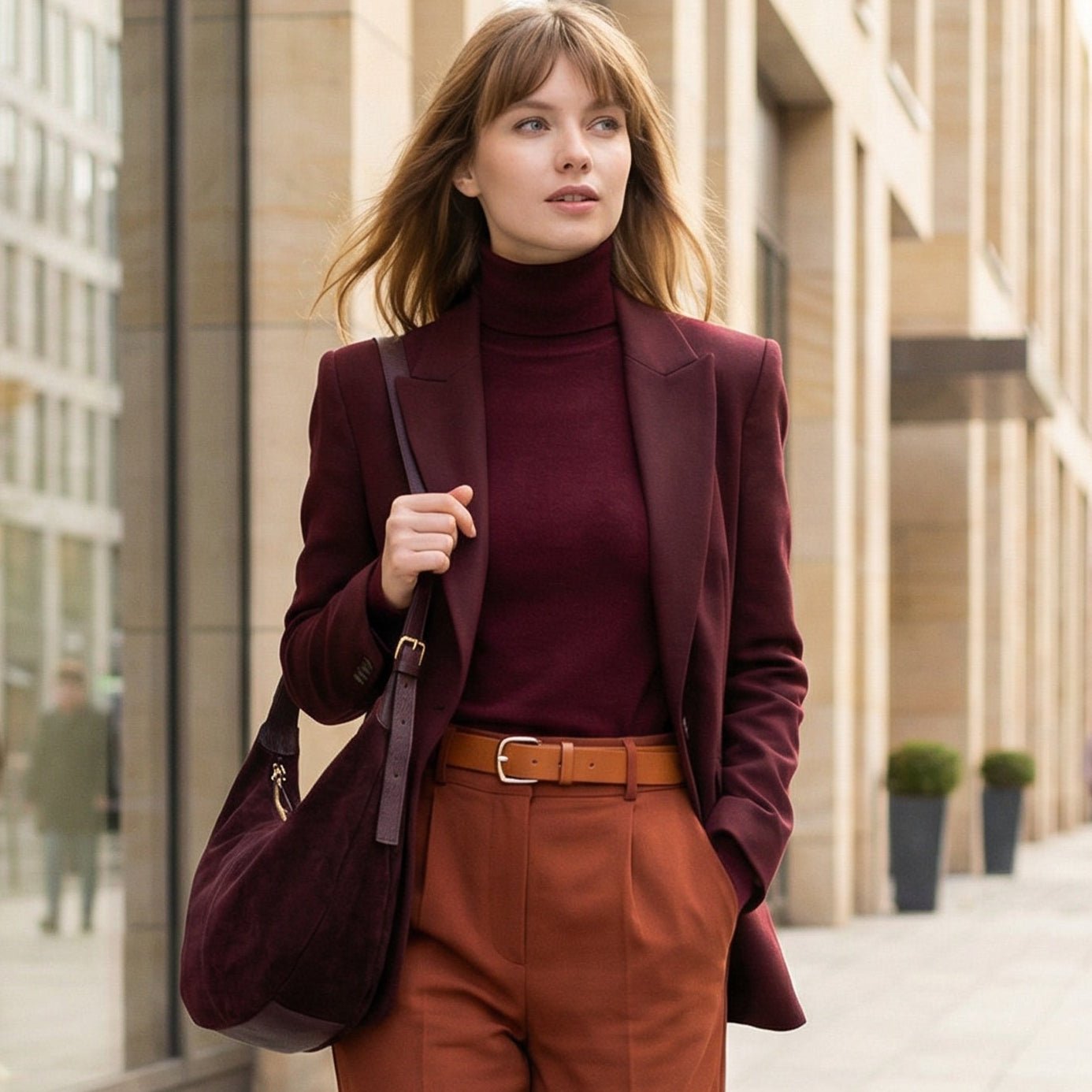 lepelou - leder - Handtaschen - Wildleder Moon Bag MONA bordeaux - LPHMONBORWL
