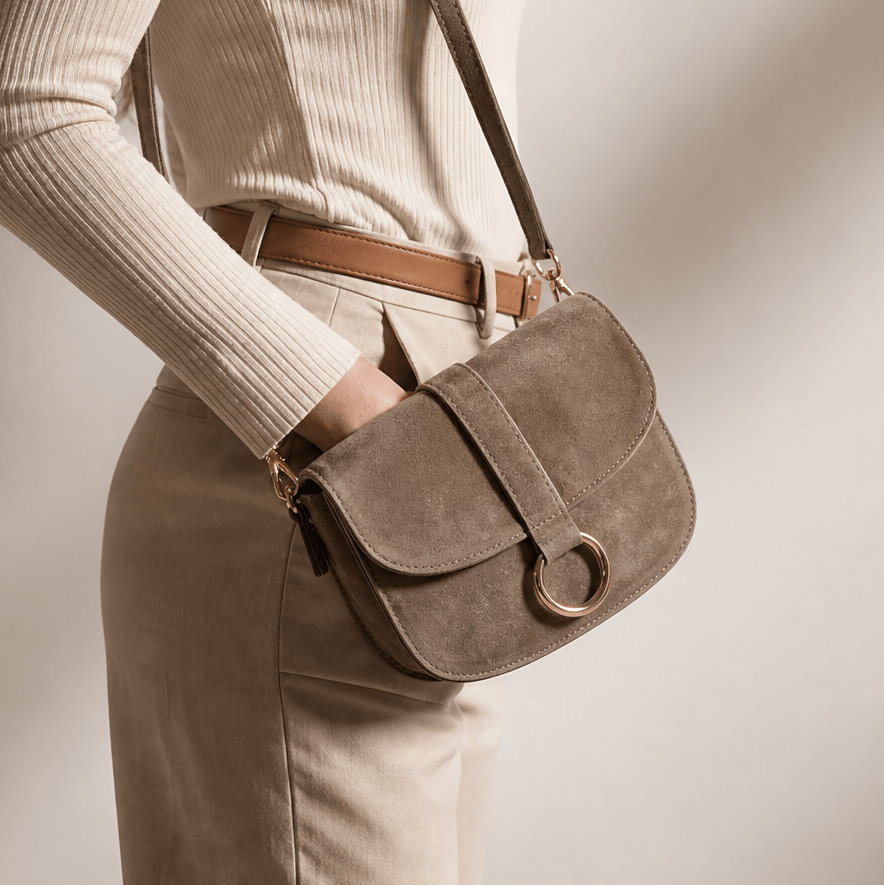 lepelou - leder - HANNA – Wildleder Umhängetasche taupe - LPHHANTAUE