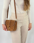 lepelou - leder - HANNA – Wildleder Umhängetasche cognac - LPHHANCOGE