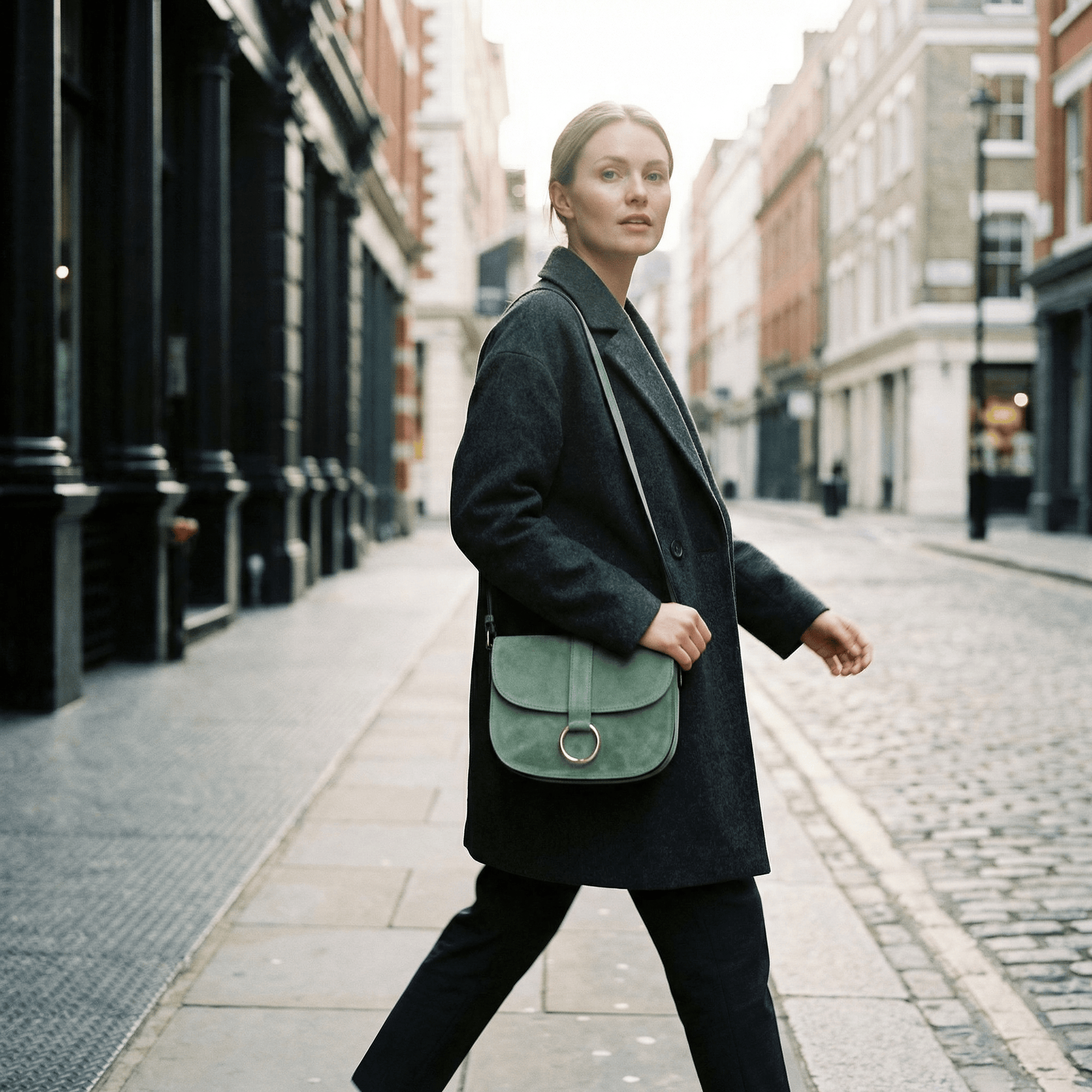 lepelou - leder - HANNA – Wildleder Umhängetasche mint - LPHHANMINE