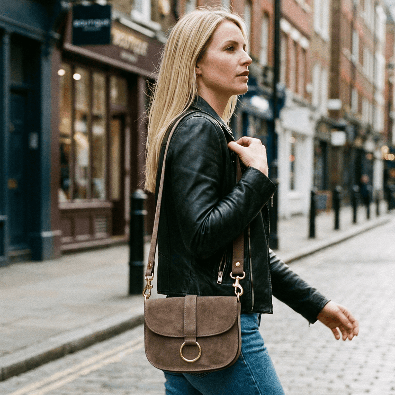 lepelou - leder - HANNA – Wildleder Umhängetasche taupe - LPHHANTAUE