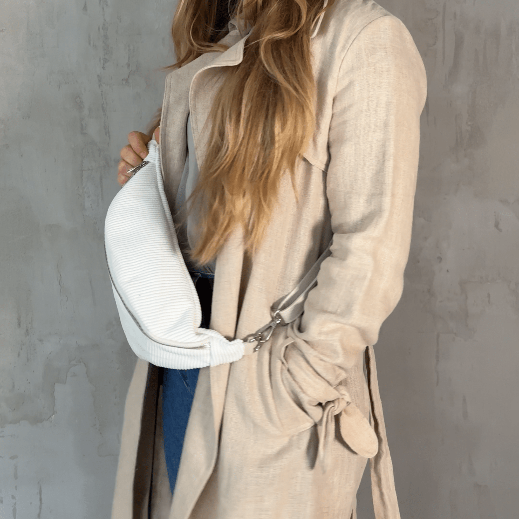 lepelou - leder - IDA Cord Bauchtasche creme - LPBIDACRE