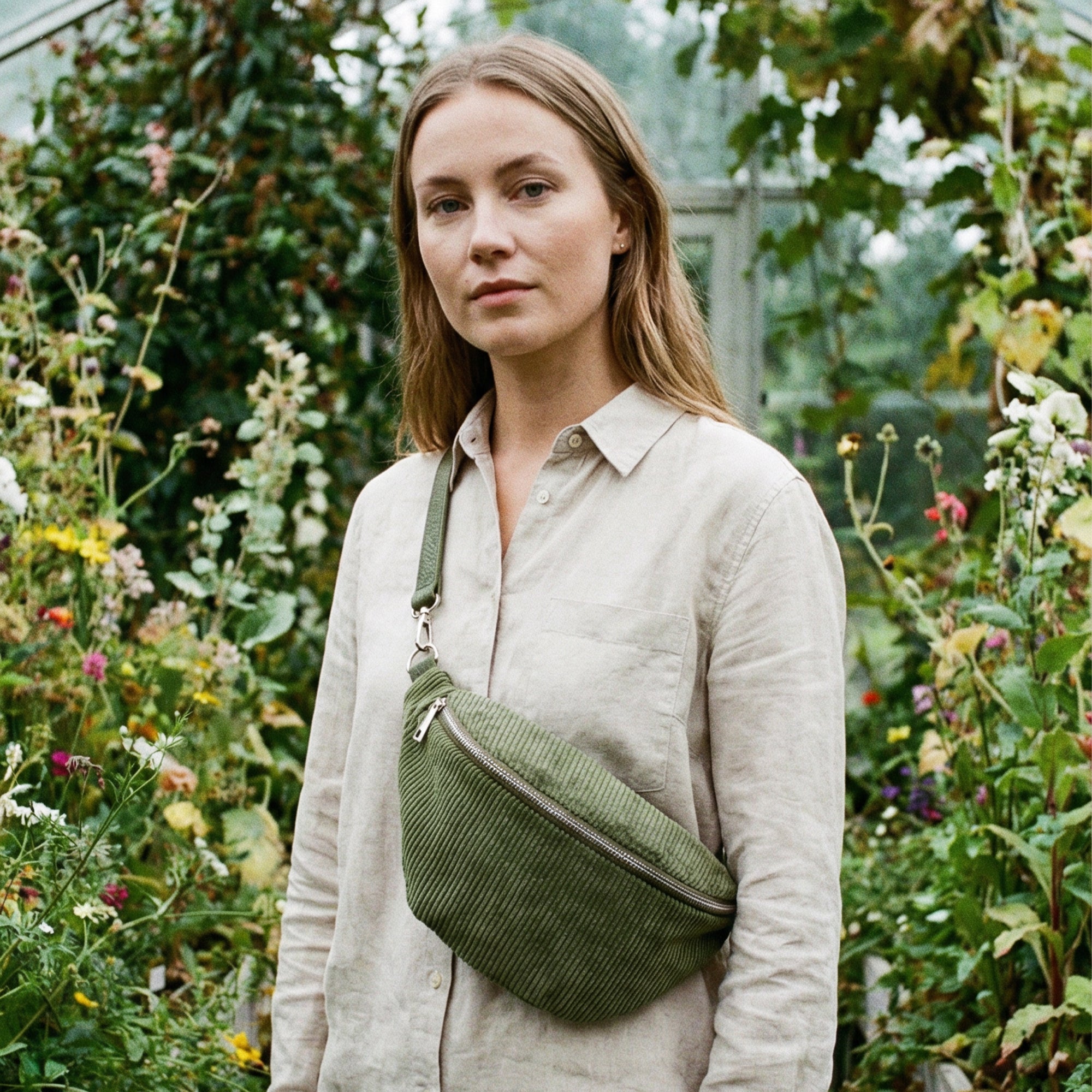 lepelou - leder - IDA Cord Bauchtasche khaki - LPBIDAKHA