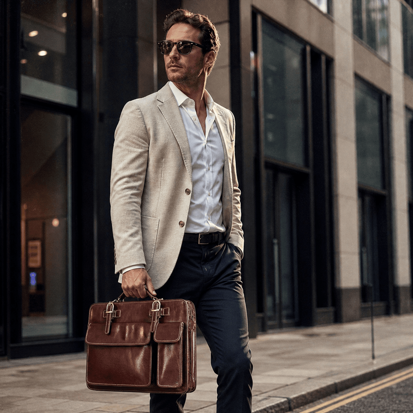 lepelou - leder - Laptoptasche - MARCO – Leder Aktentasche braun - LPAMARBRAE