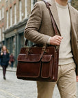 lepelou - leder - Laptoptasche - MARCO – Leder Aktentasche braun - LPAMARBRAE