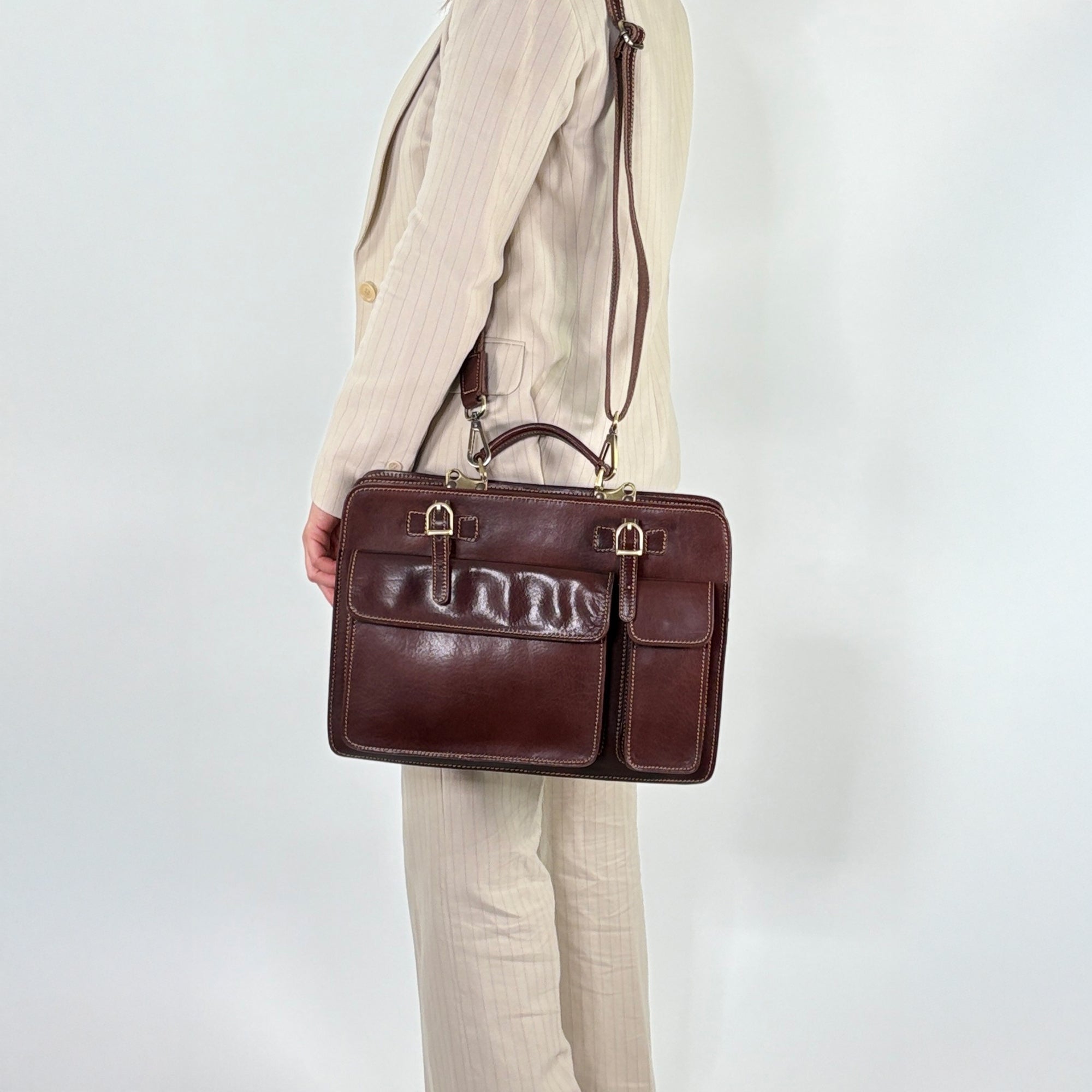 lepelou - leder - Laptoptasche - MARCO – Leder Aktentasche braun - LPAMARBRAE