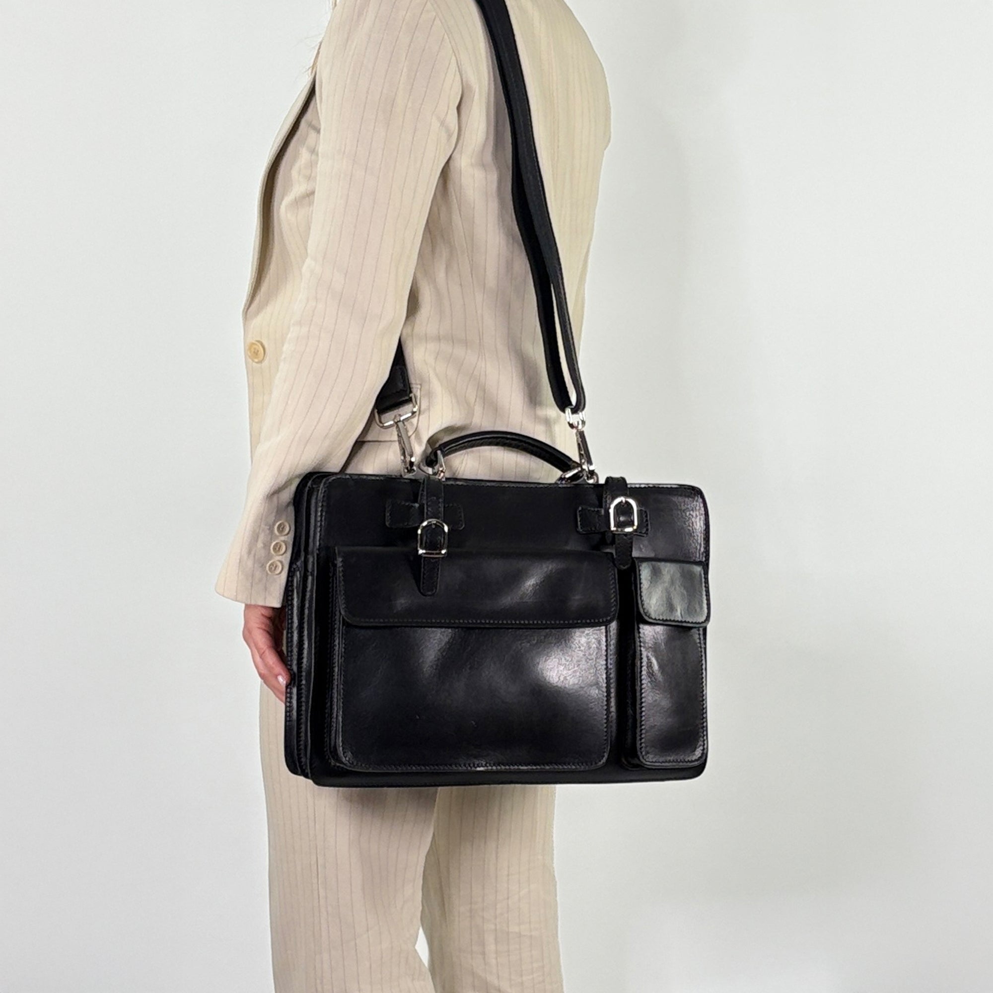 lepelou - leder - Laptoptasche - MARCO – Leder Aktentasche schwarz - LPAMARSCHE