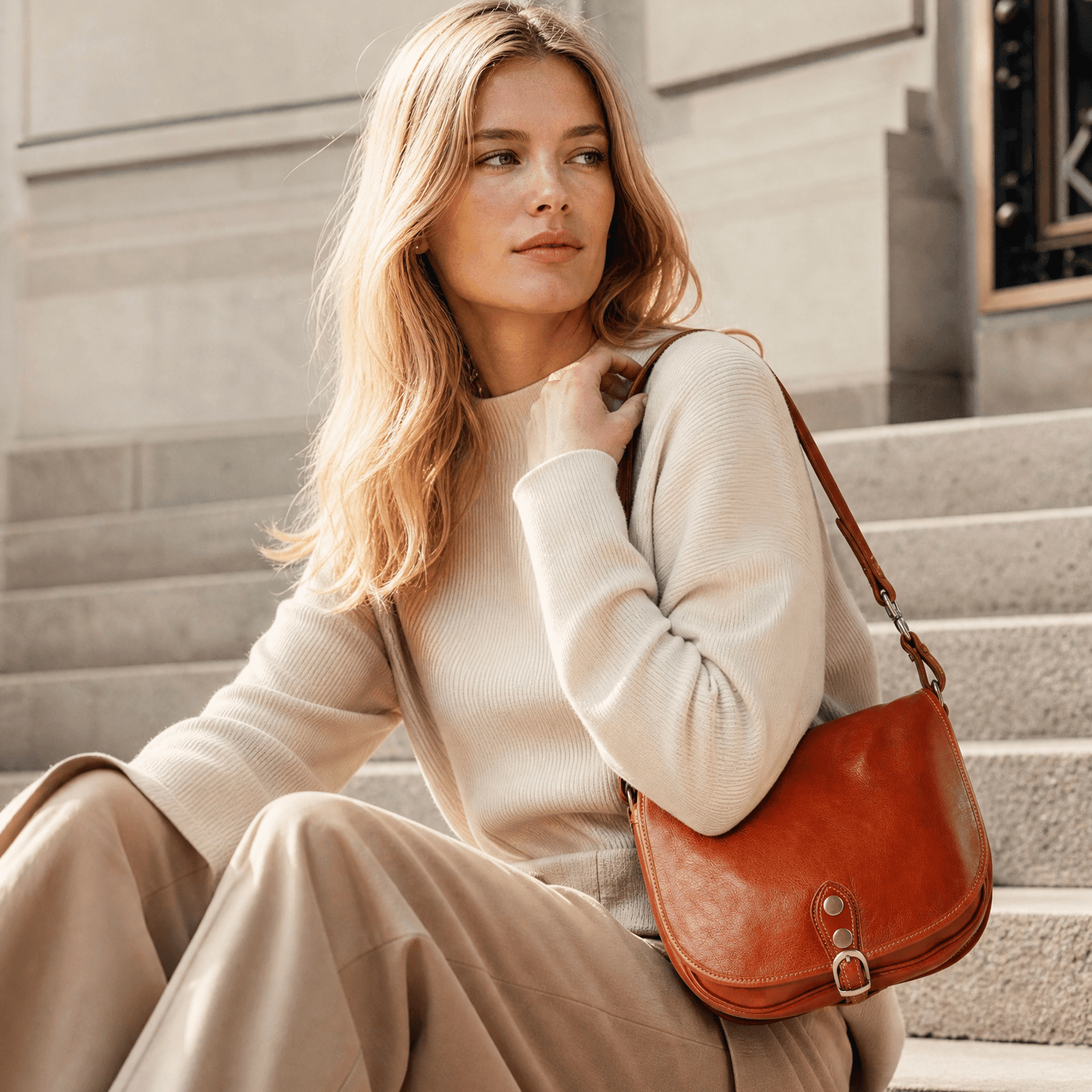 lepelou - leder - LEANDRA – Leder Umhängetasche cognac - LPHLEACOGE
