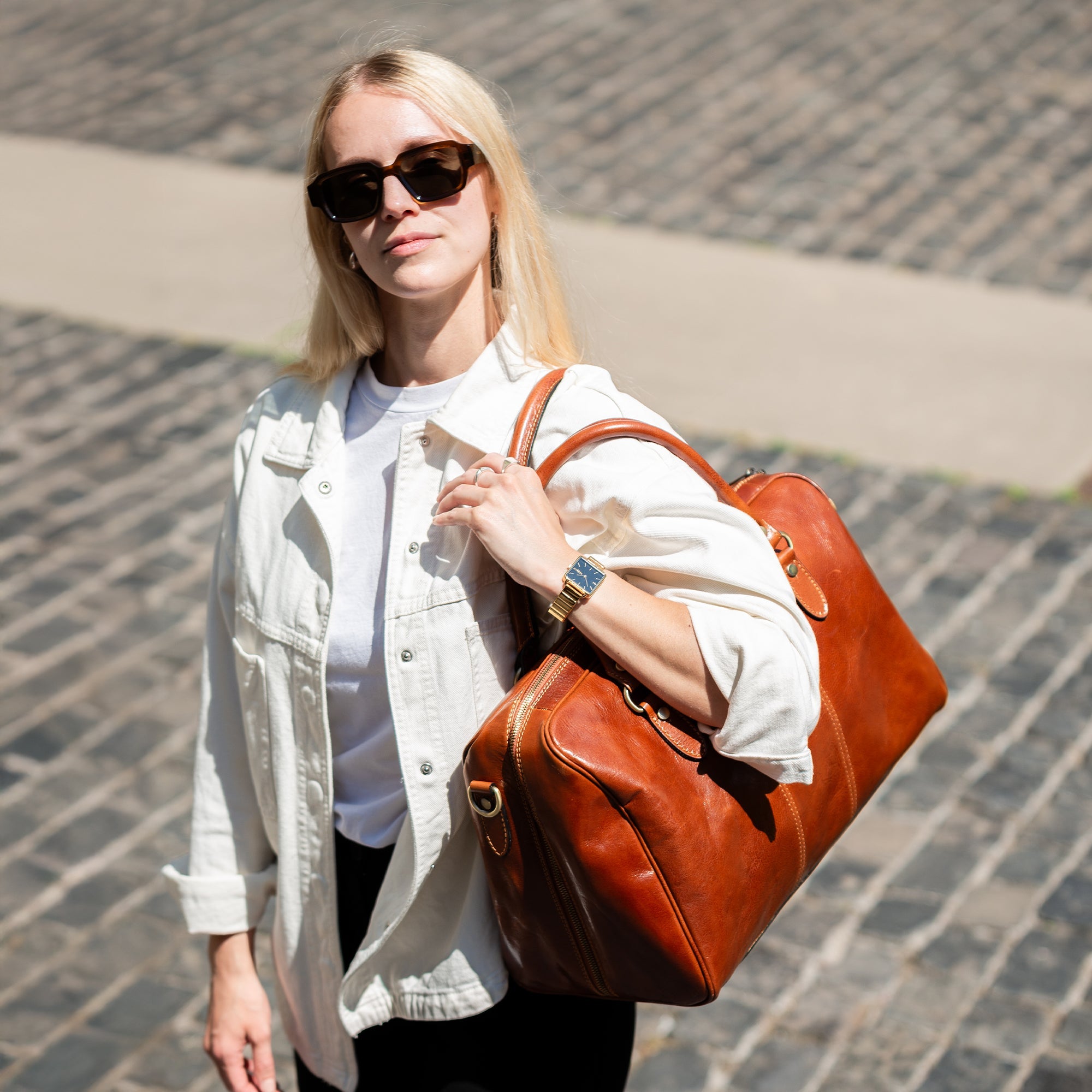lepelou - leder - MATTEO – Leder Reisetasche cognac - LPWMATCOGE