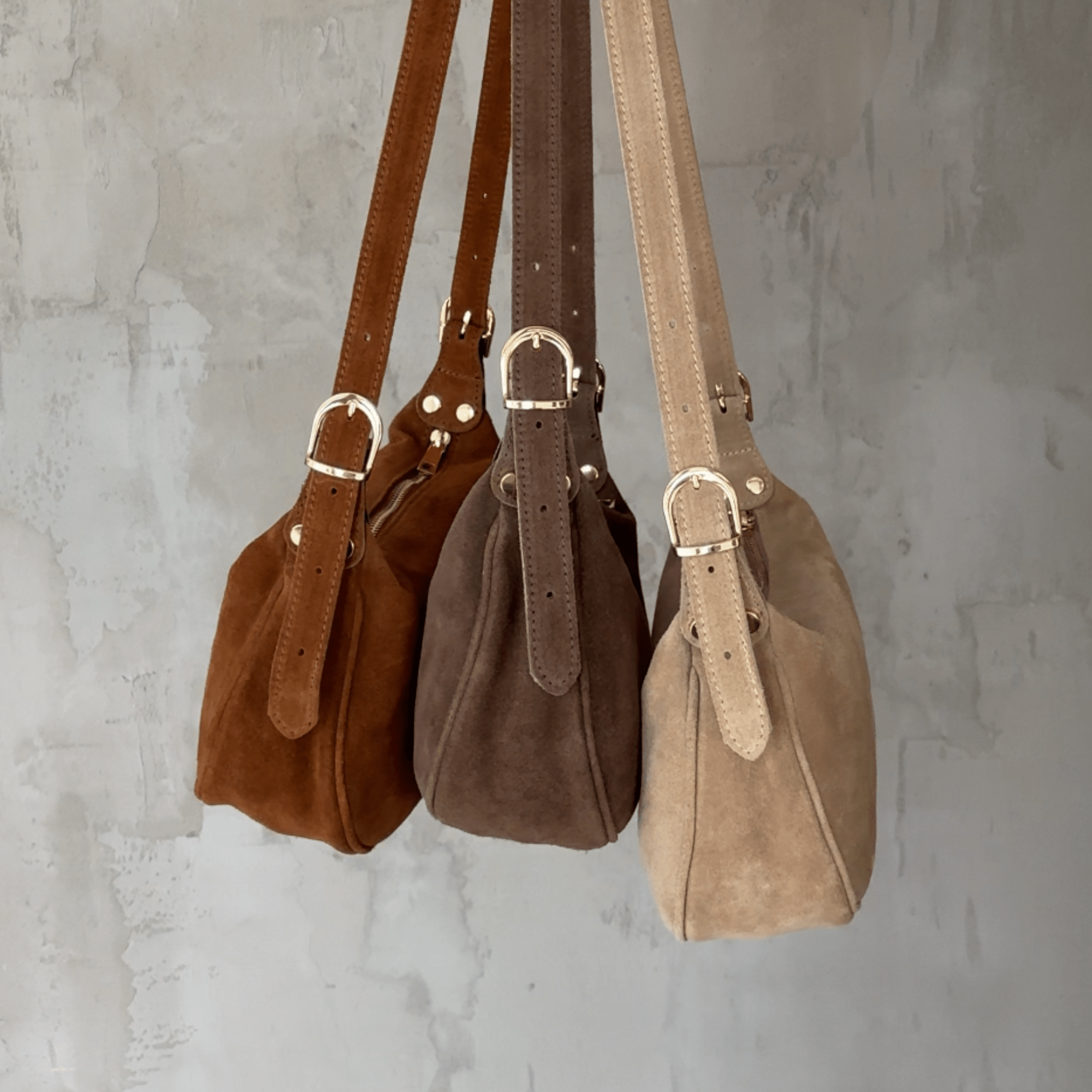 lepelou - leder - MINA – Wildleder Umhängetasche beige - LPHMINBEI