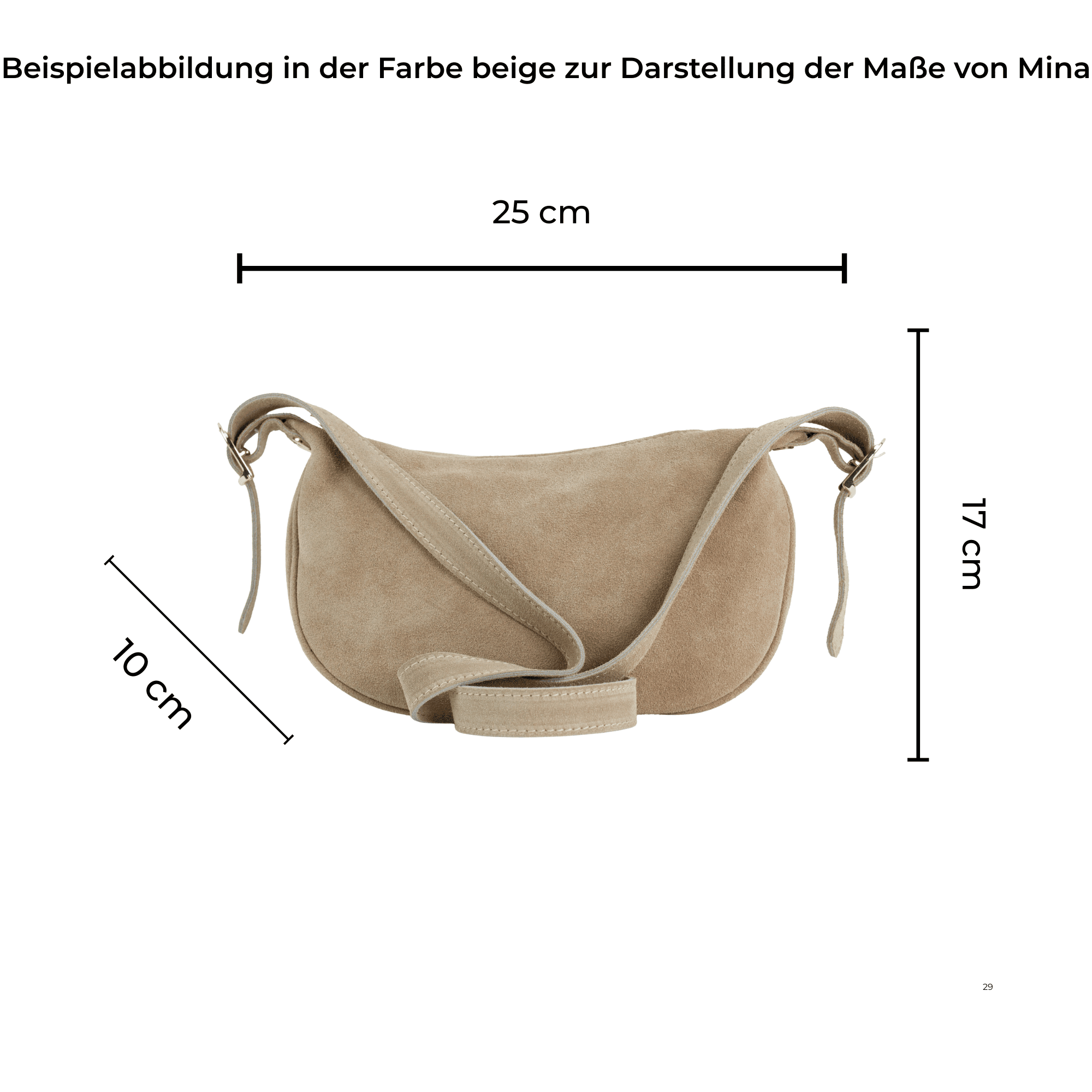 lepelou - leder - MINA – Wildleder Umhängetasche beige - LPHMINBEI