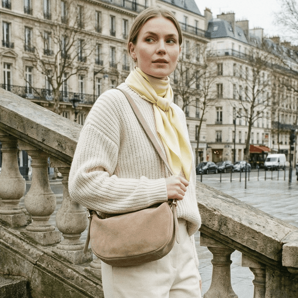 lepelou - leder - MINA – Wildleder Umhängetasche beige - LPHMINBEI