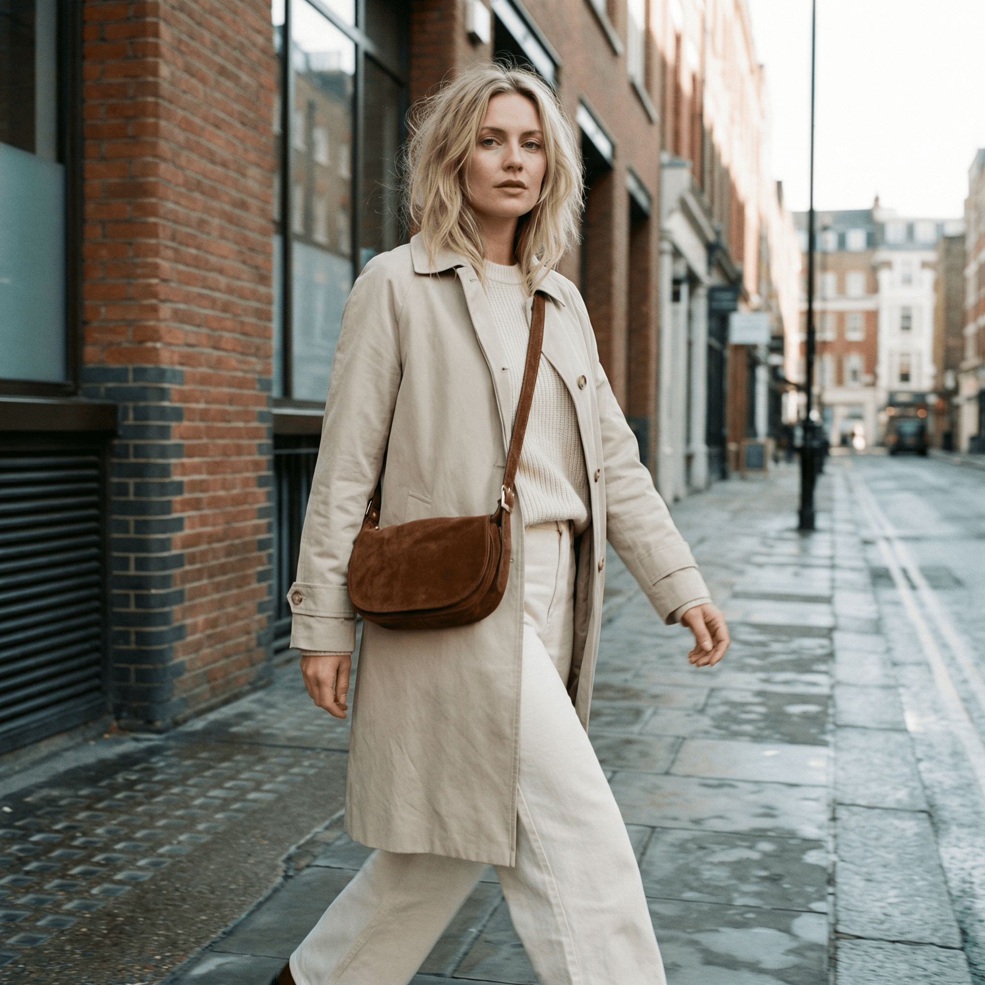 lepelou - leder - MINA – Wildleder Umhängetasche cognac - LPHMINCOG