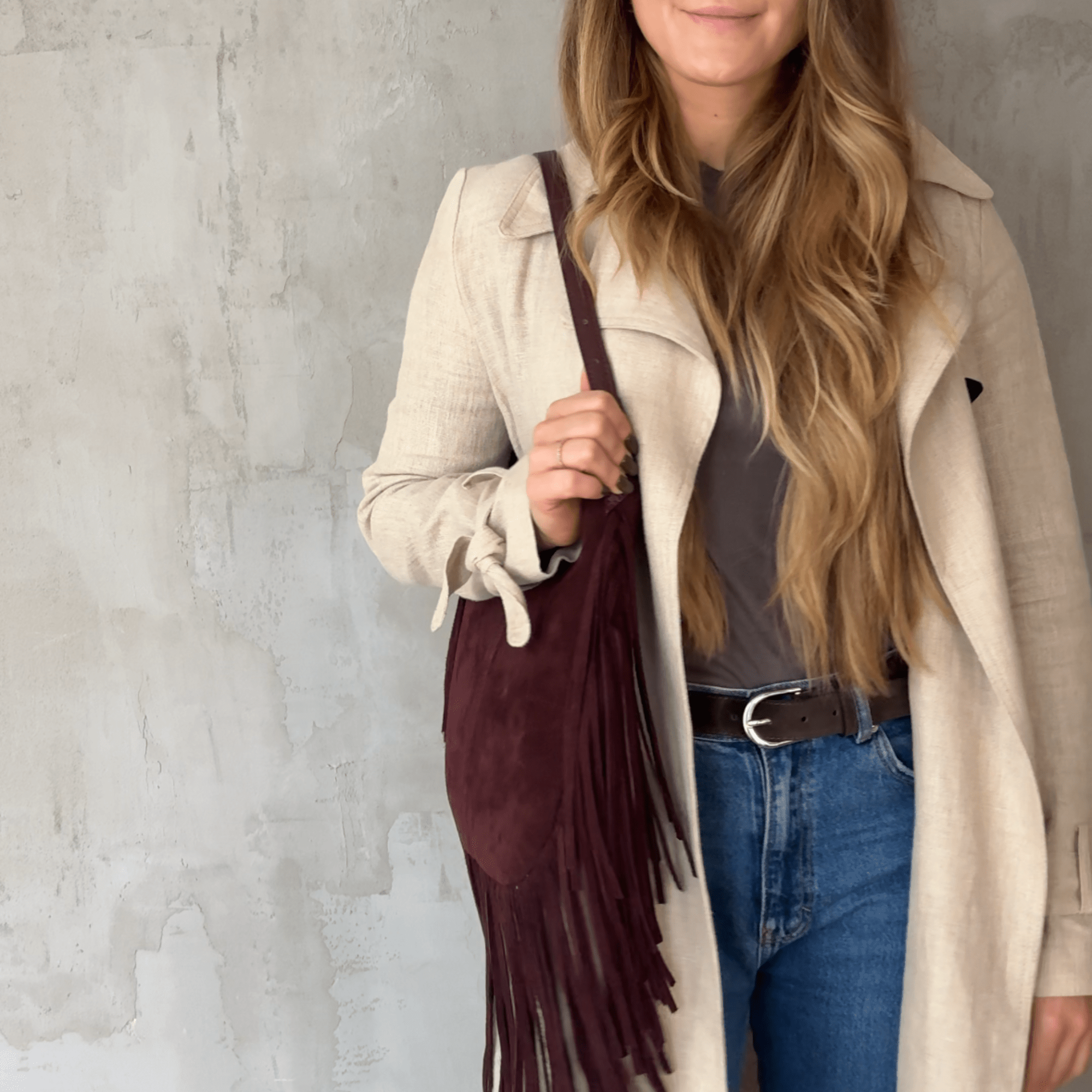 lepelou - leder - MONTANA – Wildleder Umhängetasche bordeaux - LPHMONBOR