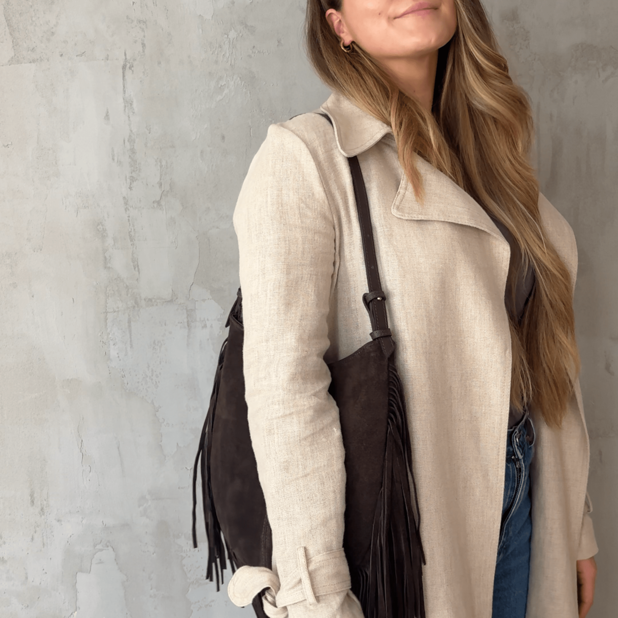 lepelou - leder - MONTANA – Wildleder Umhängetasche dunkelbraun - LPHMONDBR