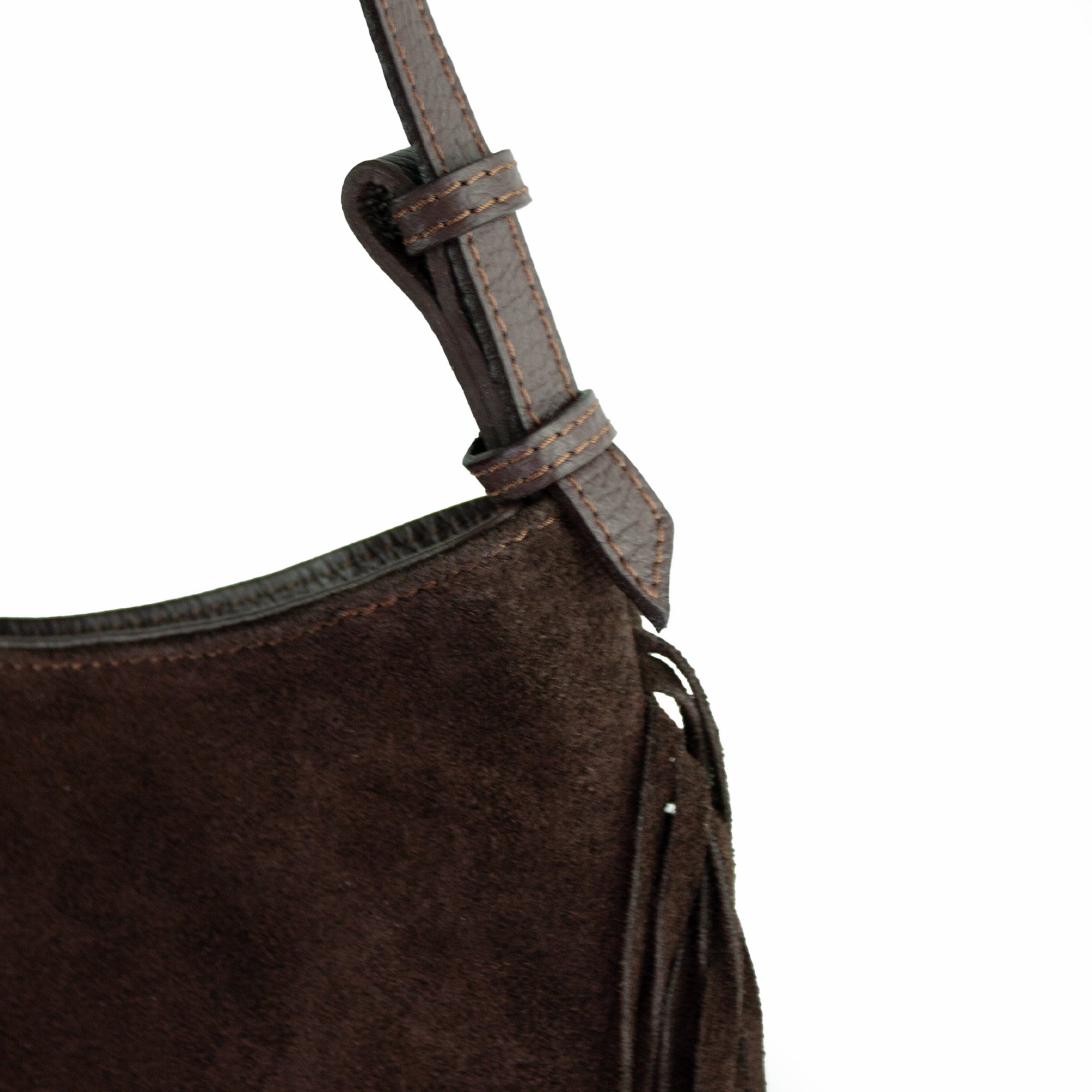 lepelou - leder - MONTANA – Wildleder Umhängetasche dunkelbraun - LPHMONDBR