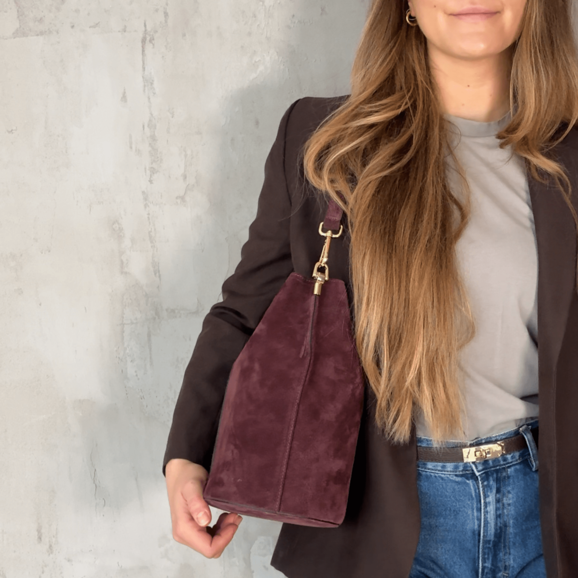 lepelou - leder - Shopper - BECCA – Leder Bucket Bag bordeaux - LPHBECBOR