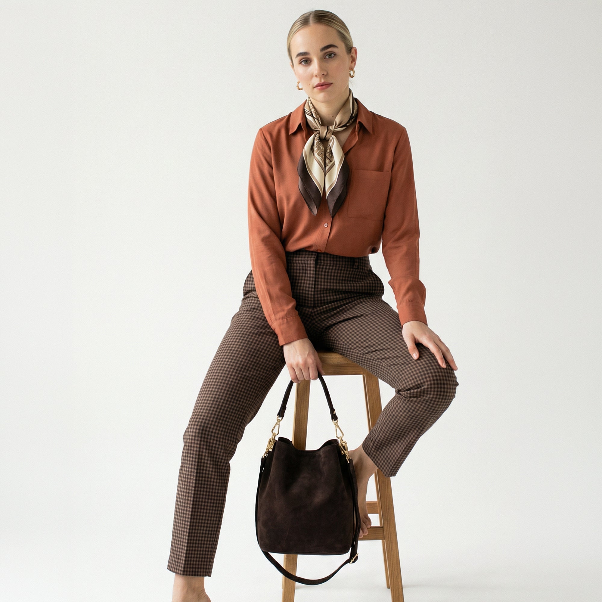 lepelou - leder - Shopper - BECCA – Leder Bucket Bag dunkelbraun - LPHBECDBR