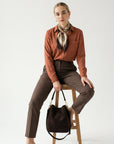 lepelou - leder - Shopper - BECCA – Leder Bucket Bag dunkelbraun - LPHBECDBR