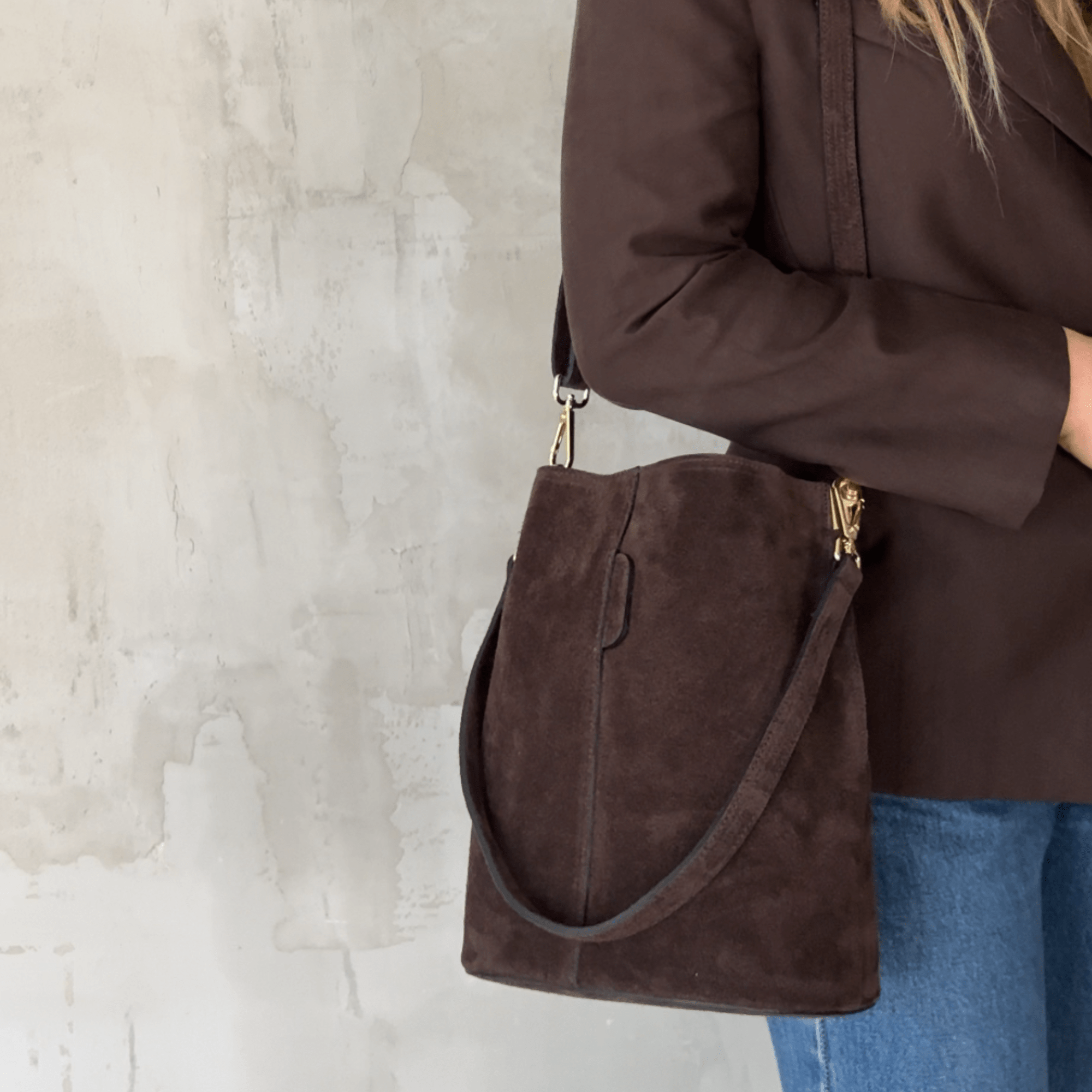 lepelou - leder - Shopper - BECCA – Leder Bucket Bag dunkelbraun - LPHBECDBR