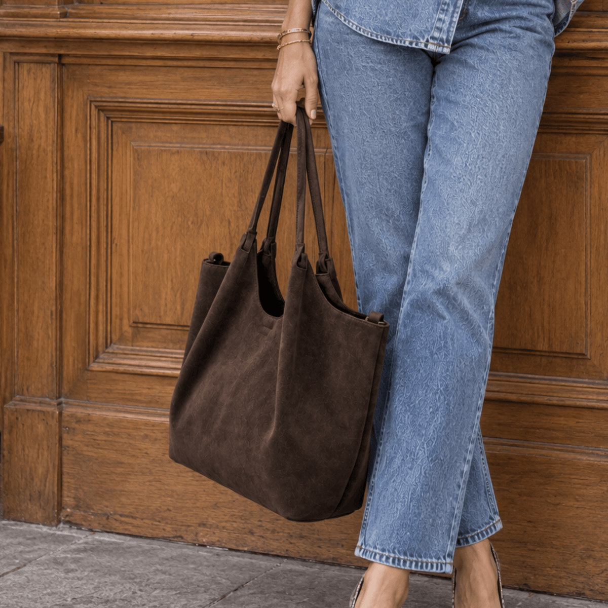 lepelou-leder-Shopper-Wildleder Shopper IRA dunkelbraun -