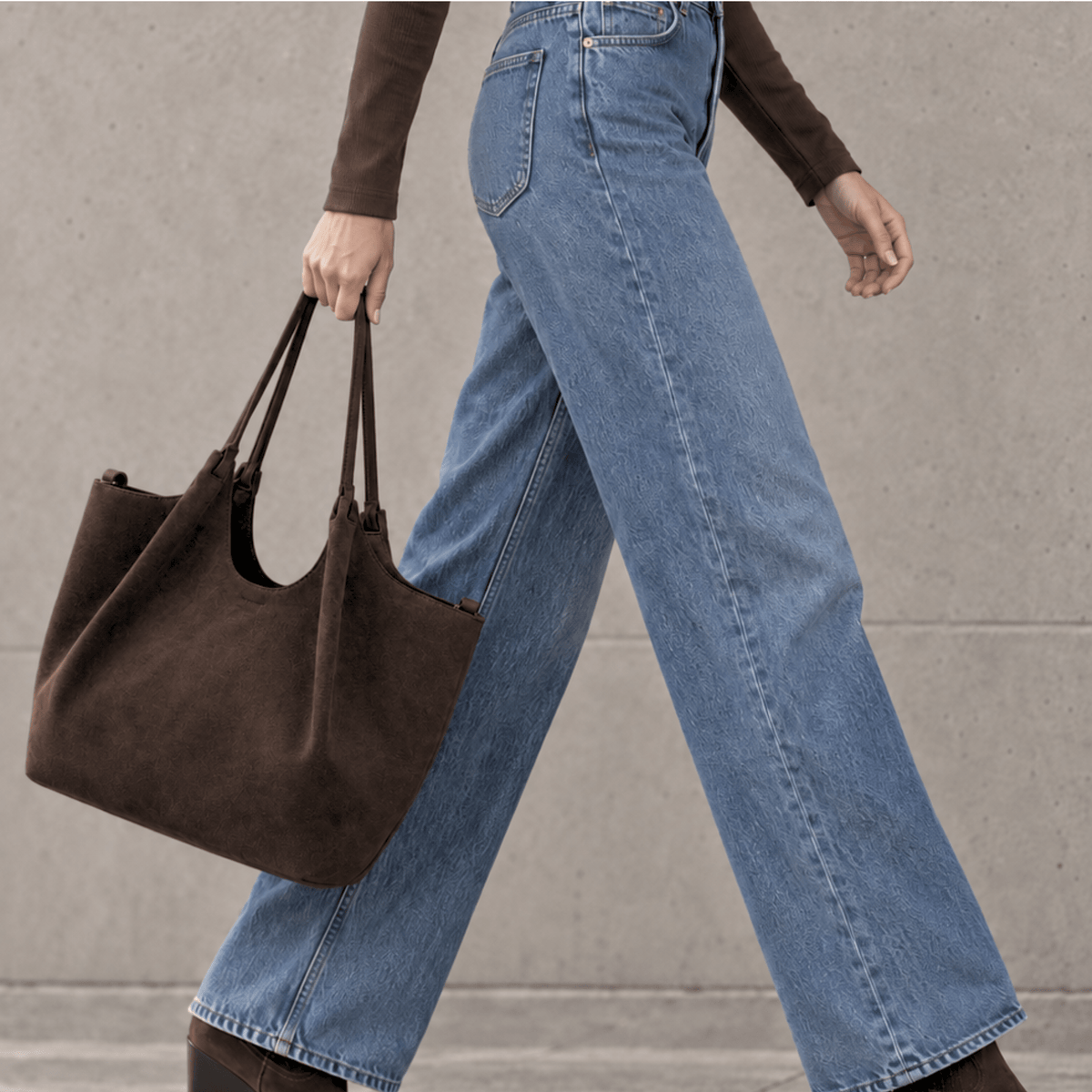 lepelou-leder-Shopper-Wildleder Shopper IRA dunkelbraun -