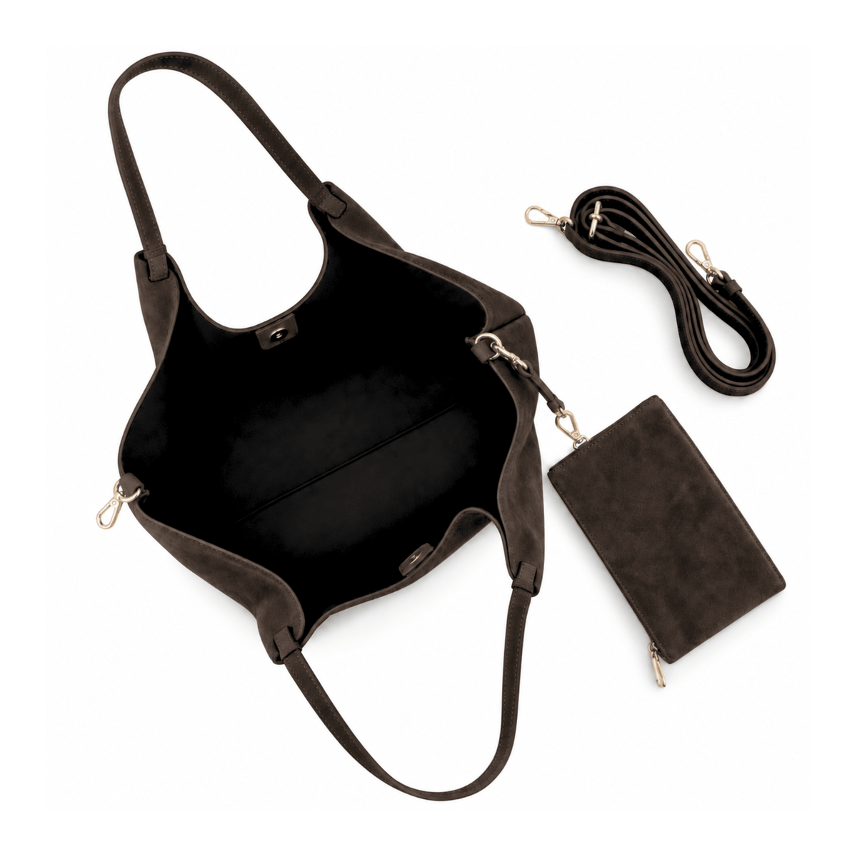 lepelou-leder-Shopper-Wildleder Shopper IRA dunkelbraun -