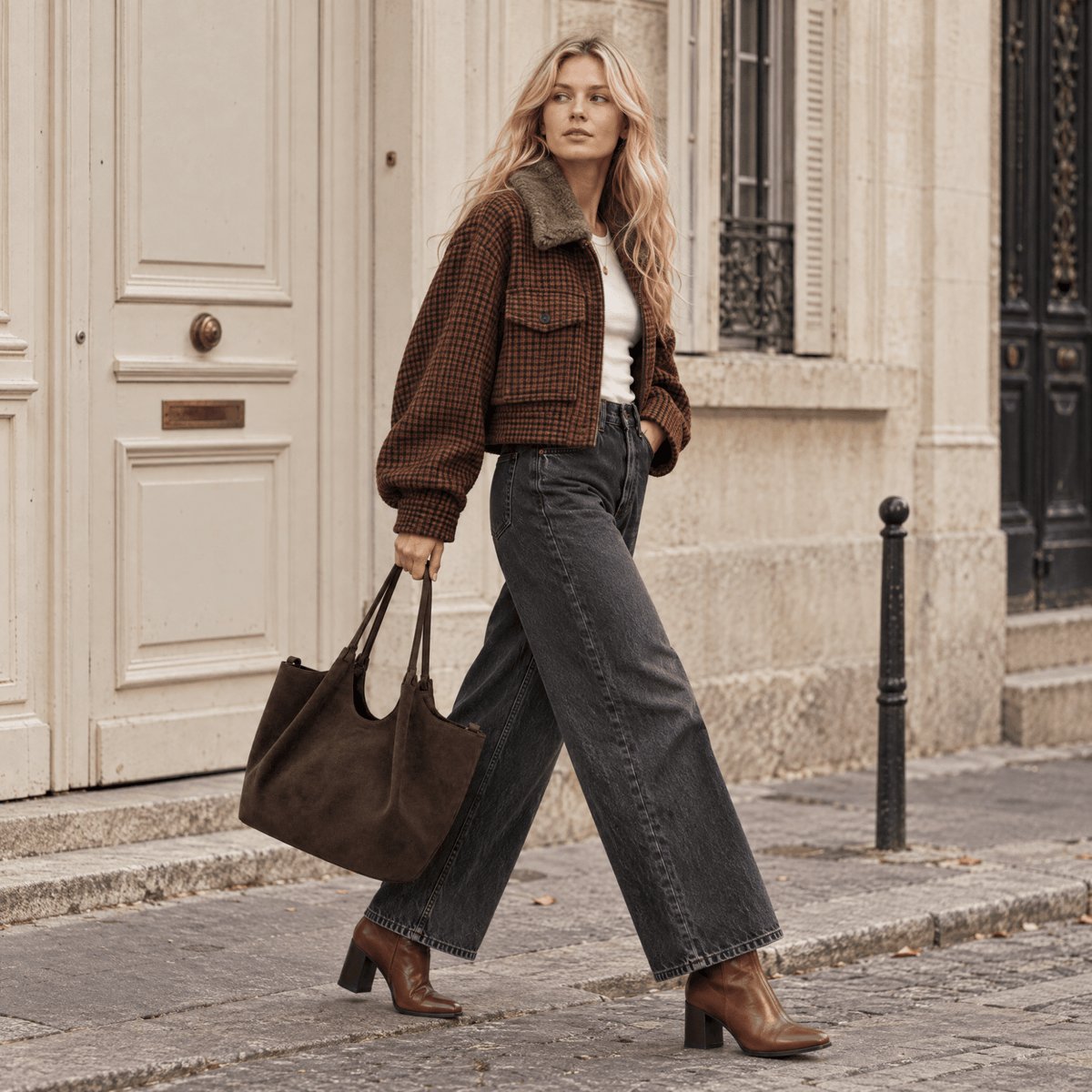 lepelou-leder-Shopper-Wildleder Shopper IRA dunkelbraun -